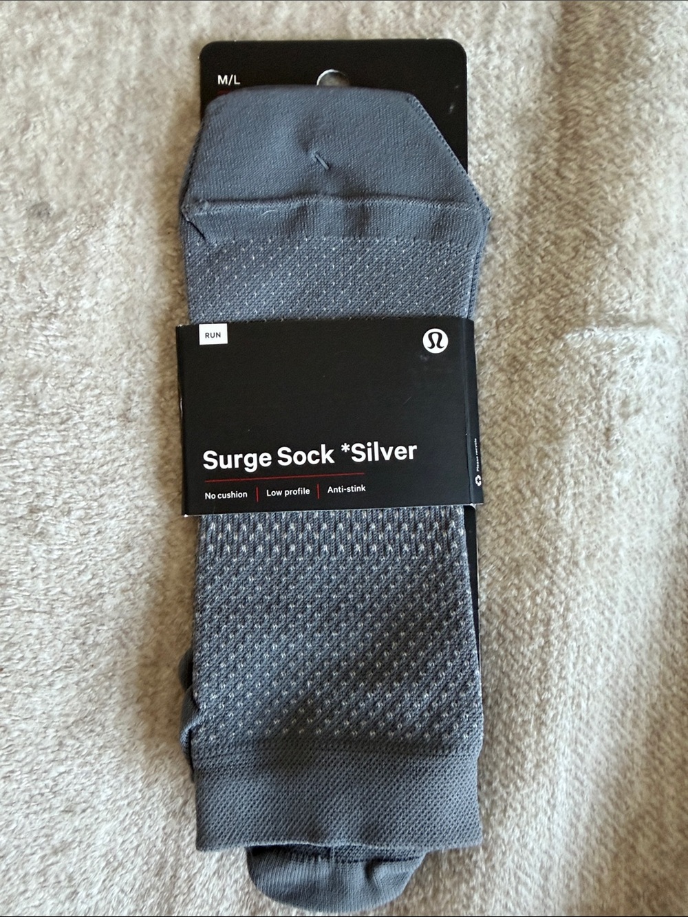 Lululemon Surge Tab Sock Silver - M/L - NWT